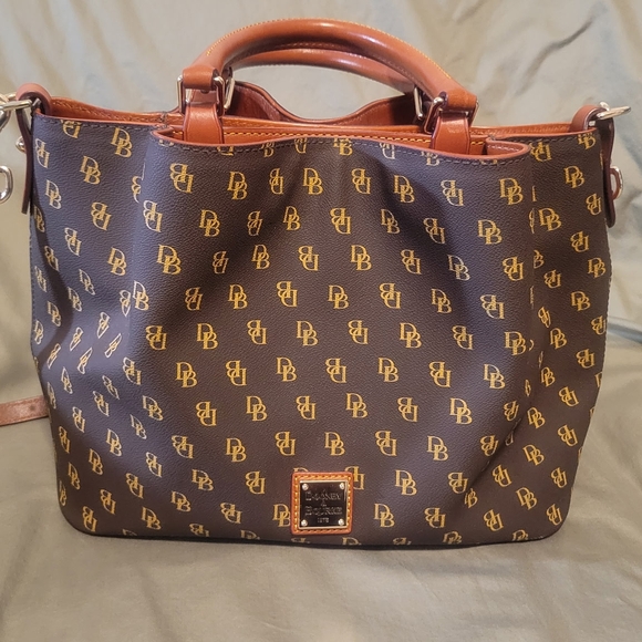 Dooney & Bourke Monogrammed Brown Tote - Picture 1 of 3